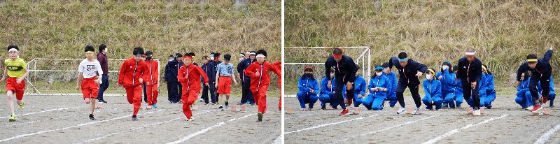 7年生と8生年の100メートル走の様子の写真