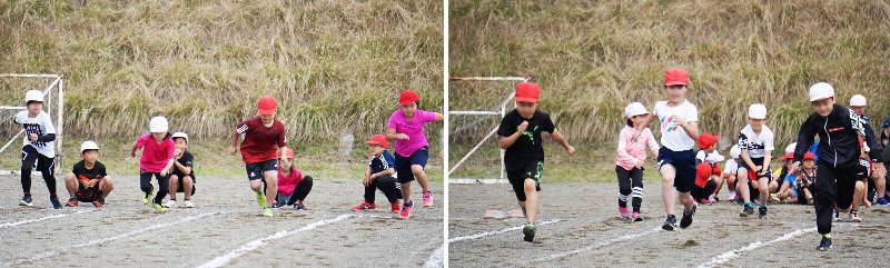 3年生と4生年の100メートル走の様子の写真